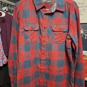 Casual Red and Blue Plaid Button-Down Shirt